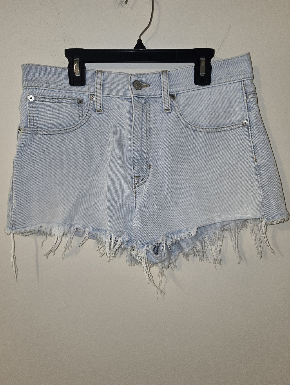 J.Crew Relaxed Denim Cutoff Shorts Size 27 Light Wash Raw Hem Distressed